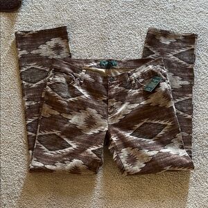 Ralph Lauren Brown and Cream Patterned Jeans size 12